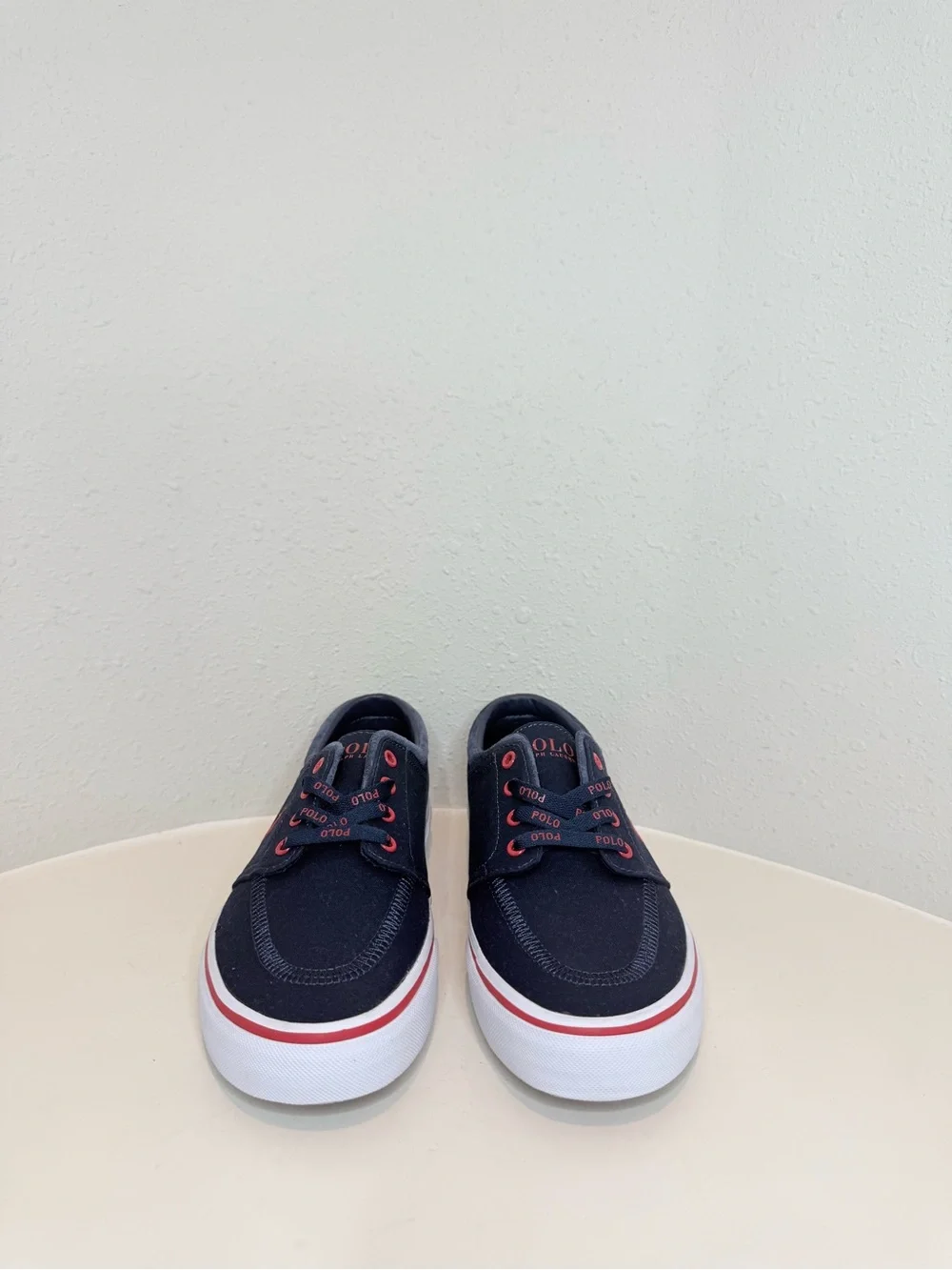 Polo Ralph Lauren Men’s Faxon X Pony Navy Red Canvas Sneakers Size 8 NWT